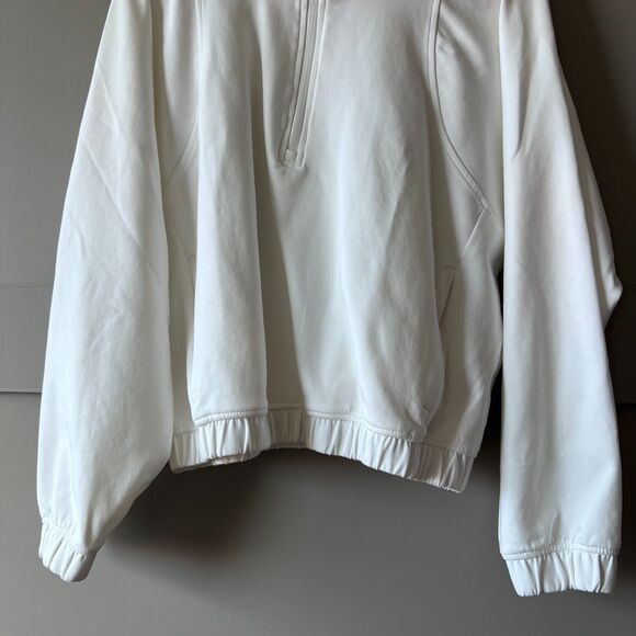 Old Navy Active Dynamic Fleece Half-Zip Sweatshirt Women Medium White Workout - Picture 5 of 14